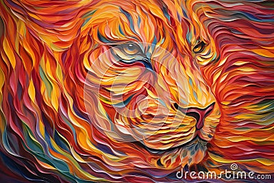 abstract image oil painting image of formidable and stunning tiger Stock Photo