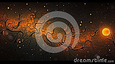 an abstract image of orange and black swirls Stock Photo