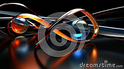 an abstract image of a pair of colorful rings on a black background Stock Photo