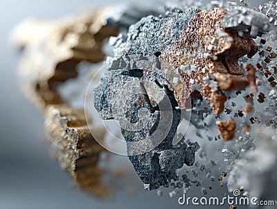 An abstract image portrays flying shards of a destroyed statue or structure, symbolizing change and disruption - AI Stock Photo