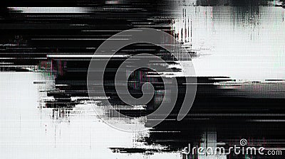 Abstract image showing a glitch. Black lines and shapes moving over a white screen. Pixel noise pattern visible. Data corruption Stock Photo