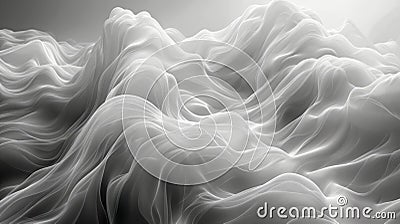 Abstract image of smooth, flowing white fabric creating wave-like patterns, evoking a sense of calm and serenity Stock Photo