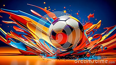 abstract image soccer sport, football ball, art watercolors colorful banner Stock Photo