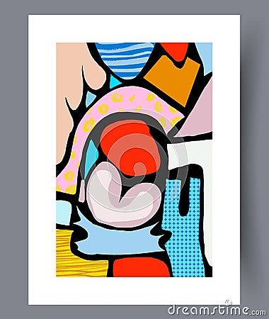 Abstract imagination contemporary postmodernism wall art print Vector Illustration