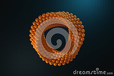 Abstract Impossible Orange Balls Loop Circle Shape Cross Cap. 3d Rendering Stock Photo