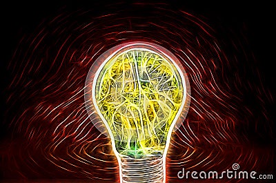 Abstract incandescent light bulb burned out, Cartoon Illustration