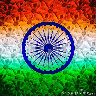 Abstract Indian Flag Floral Background Stock Photo