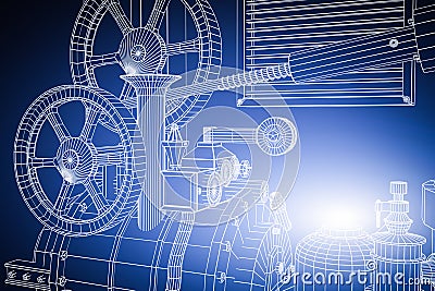 Abstract industrial, technology background. Gears outlines Stock Photo