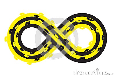 Abstract infinite road with cars Vector Illustration