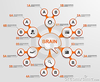 Abstract infographic as metabolic forms in the center of the brain. Design elements. Vector Illustration