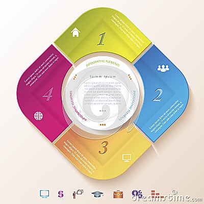 Abstract infographic design with circle and four segments Cartoon Illustration