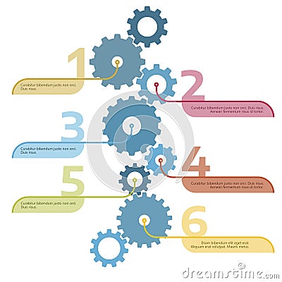 Abstract infographic with a set of gears, interface icons, text. Internet concept, communication, networking, social Vector Illustration