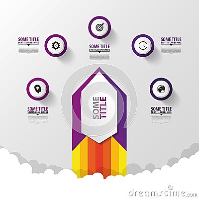 Abstract infographic template with rocket. Modern design. Vector Vector Illustration