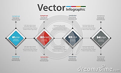 Abstract infographic template for success with four steps and colorful squares Vector Illustration