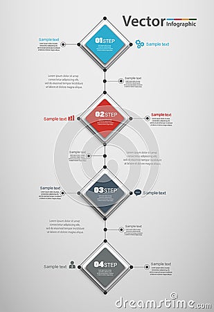 Abstract infographic template for success with four steps and colorful squares Vector Illustration