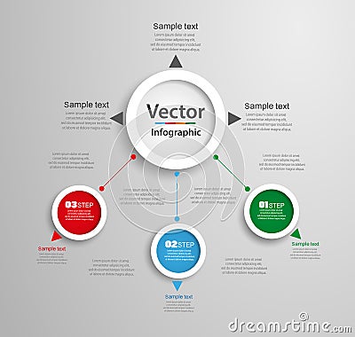 Abstract infographics number options template with 3 steps Vector Illustration