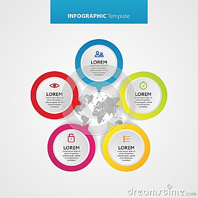 Abstract infographics number options template. Vector illustration. Can be used for workflow layout, diagram, business step option Cartoon Illustration