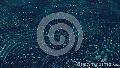 Abstract information stream, flow in big data code field Cartoon Illustration