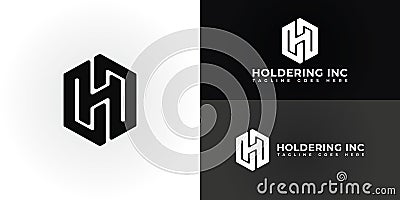 Abstract initial letter HI or IH logo in black color isolated in black and white backgrounds Vector Illustration