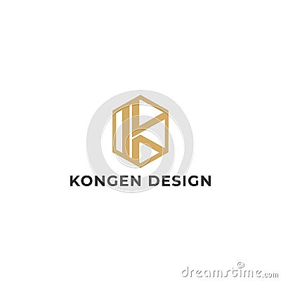 Abstract initial letter KD or DK logo in gold color isolated in white background Vector Illustration