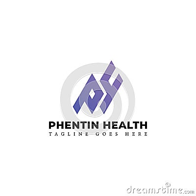 Abstract initial letter PH or HP logo in violet color isolated in white background Vector Illustration