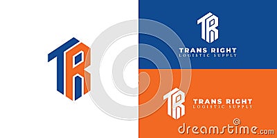 Abstract initial letter TR or RT logo in blue-orange color isolated in multiple background colors Vector Illustration