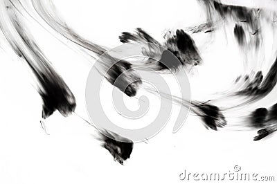 Abstract ink background. Moving liquid paint in water. Black dot Stock Photo