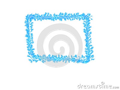 Abstract ink water color, blue leaves frame on white background with copy space for banner or logo Stock Photo