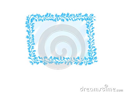 Abstract ink water color, blue leaves frame on white background with copy space for banner or logo Stock Photo
