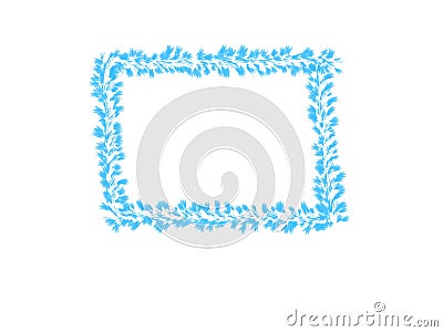 Abstract ink water color, blue leaves frame on white background with copy space for banner or logo Stock Photo