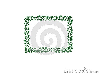 Abstract ink water color, green leaves frame on white background with copy space for banner or logo Stock Photo