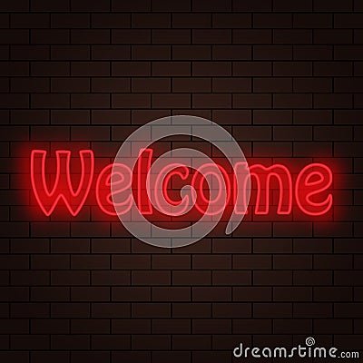 Abstract inscription welcome neon lights Stock Photo