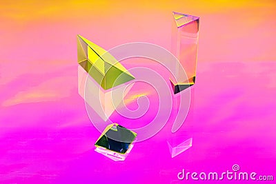 An abstract installation with crystal geometric shapes Stock Photo