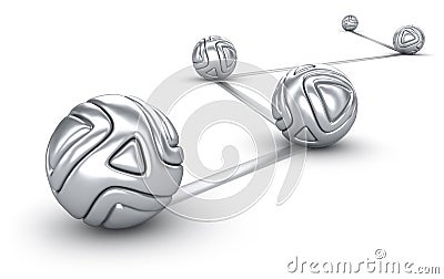 Abstract interconnected silver balls Stock Photo