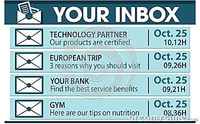 Abstract interface screen mail inbox Stock Photo