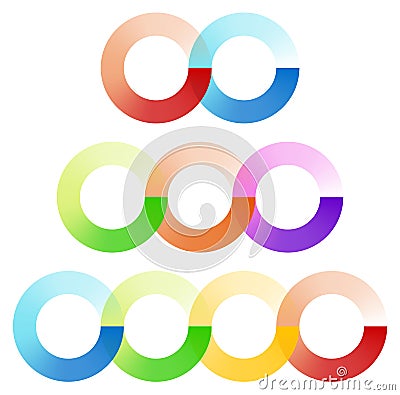 Abstract interlocking circles element set with 3 variation 2, 3 Vector Illustration