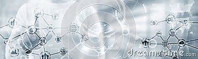 Abstract internet of thing technology automation smart industry website header concept. Stock Photo