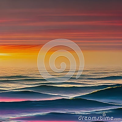 An abstract interpretation of a sunset, with textured and gradient colors resembling the colors of the sky5, Generative AI Stock Photo