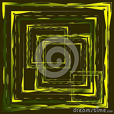 Abstract intersection of golden luminous rectangular curly objects Stock Photo