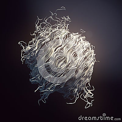 Abstract interweaving psychedelic white lines on a dark background. Curled wire futuristic pattern. 3d rendering Stock Photo
