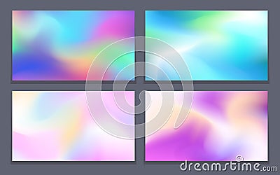 Abstract iridescent backgrounds set rectangular composition Vector Illustration