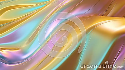 Abstract iridiscent background with holographic plastic texture, pastel colors. Generative AI Stock Photo