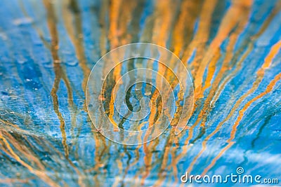 Abstract Iron Bleeding. Grunge Background of Old Blue and Orange Stock Photo