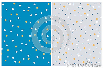 Abstract Irregular Geometric Seamless Vector Pattern with Polka Dots. Vector Illustration