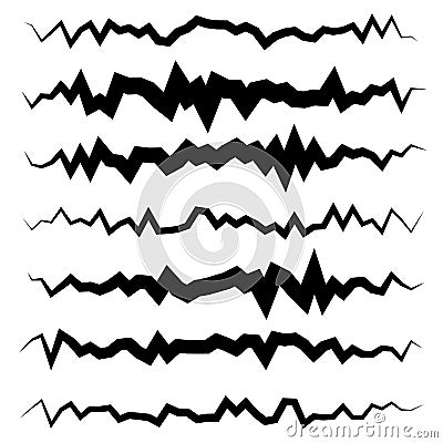 Abstract irregular line set. Different wavy, zigzag dividers, li Vector Illustration