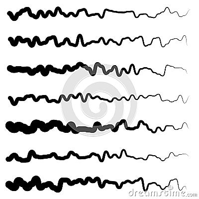 Abstract irregular line set. Different wavy, zigzag dividers, li Vector Illustration