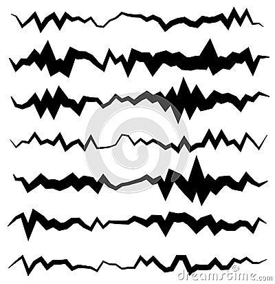 Abstract irregular line set. Different wavy, zigzag dividers, li Vector Illustration