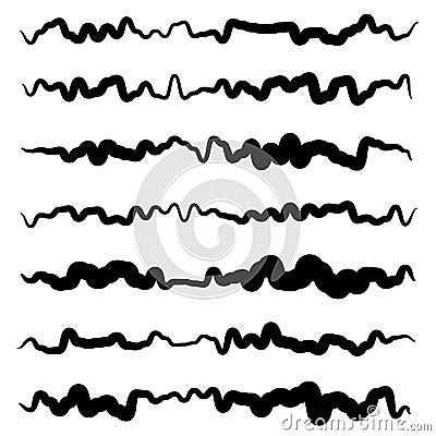 Abstract irregular line set. Different wavy, zigzag dividers, li Vector Illustration