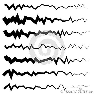 Abstract irregular line set. Different wavy, zigzag dividers, li Vector Illustration