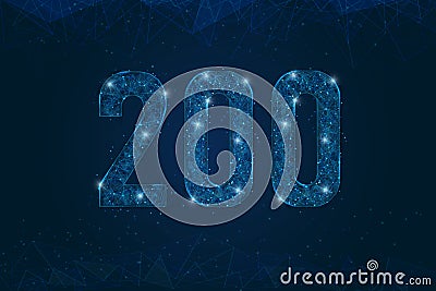 Abstract isolated blue image of HTTP Status Code 200. Polygonal low poly wireframe illustration looks like stars in the Vector Illustration